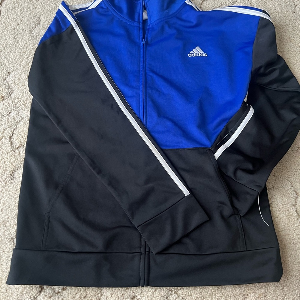 Boy’s Adidas Royal Blue and Black Zip-Up Jacket size L (14-16)